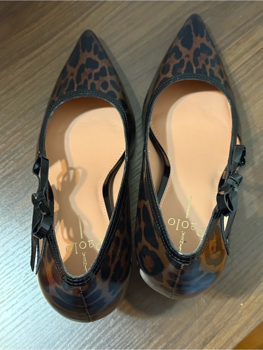 Linea Paolo Pointe Leopard Patent Leather Pointed Toe Pumps Size 9.5 - Picture 4 of 7
